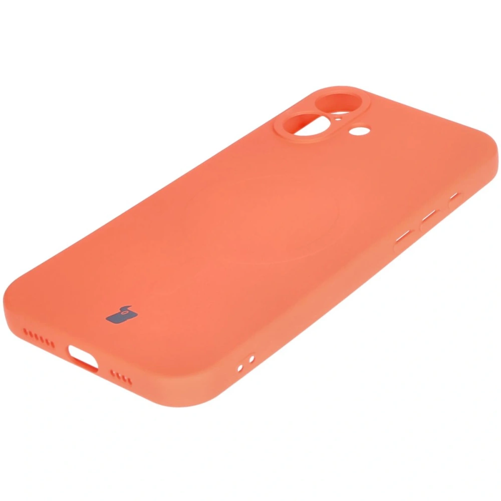Silikonowe etui z pierścieniem magnetycznym Bizon Case Silicone Magnetic do Apple iPhone 16 marchewkowe