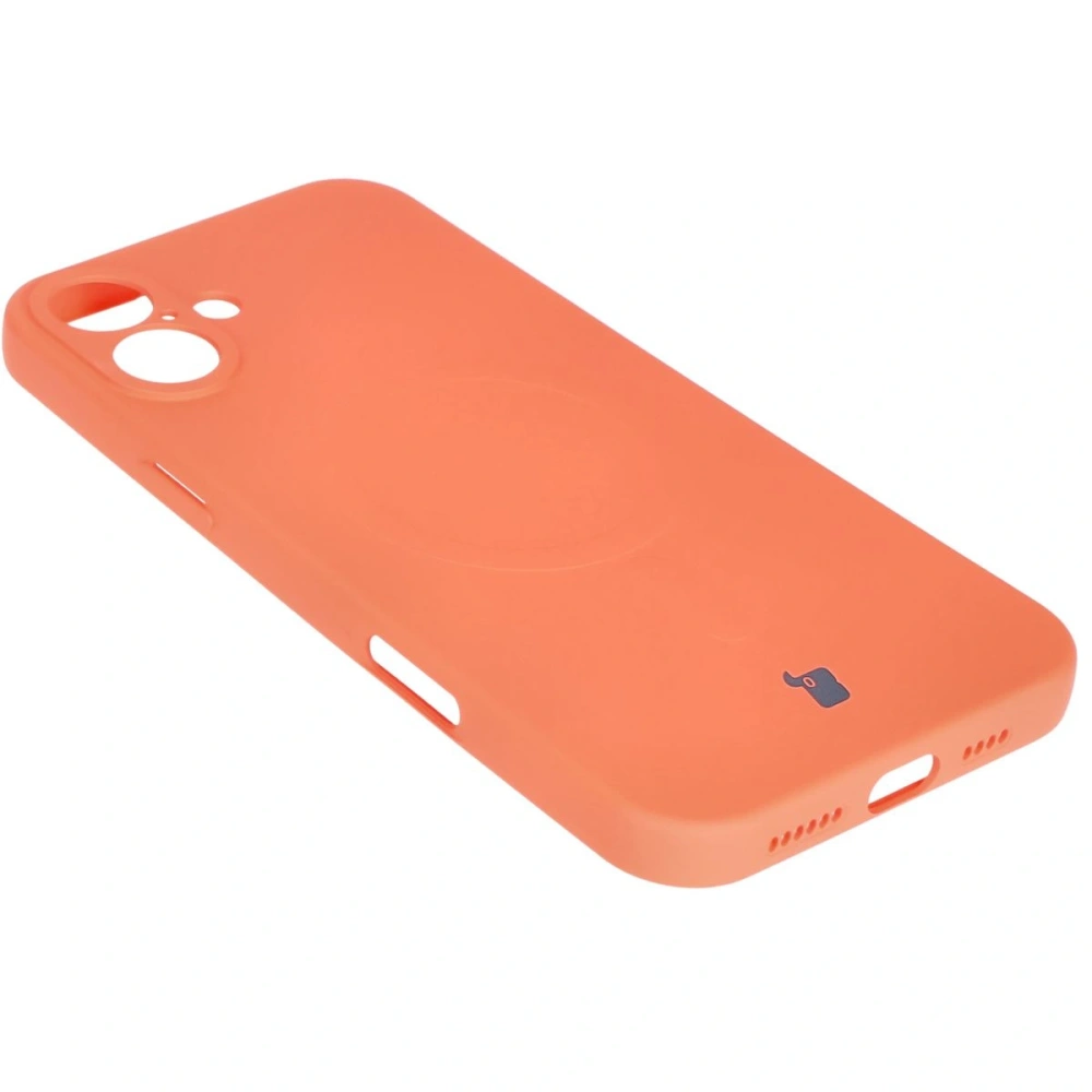 Silikonowe etui z pierścieniem magnetycznym Bizon Case Silicone Magnetic do Apple iPhone 16 marchewkowe