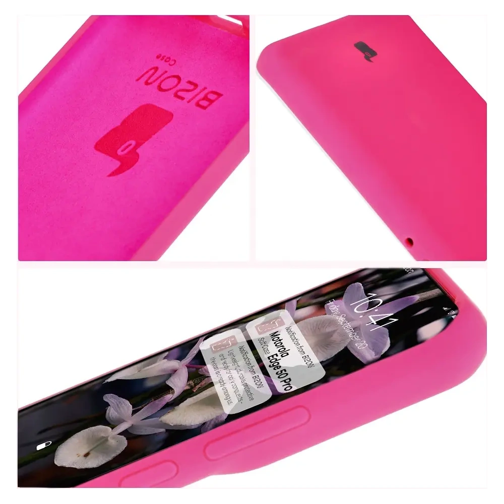 Silikonowe etui Bizon Soft Case do Motorola Edge 50 Pro neonowo-różowe