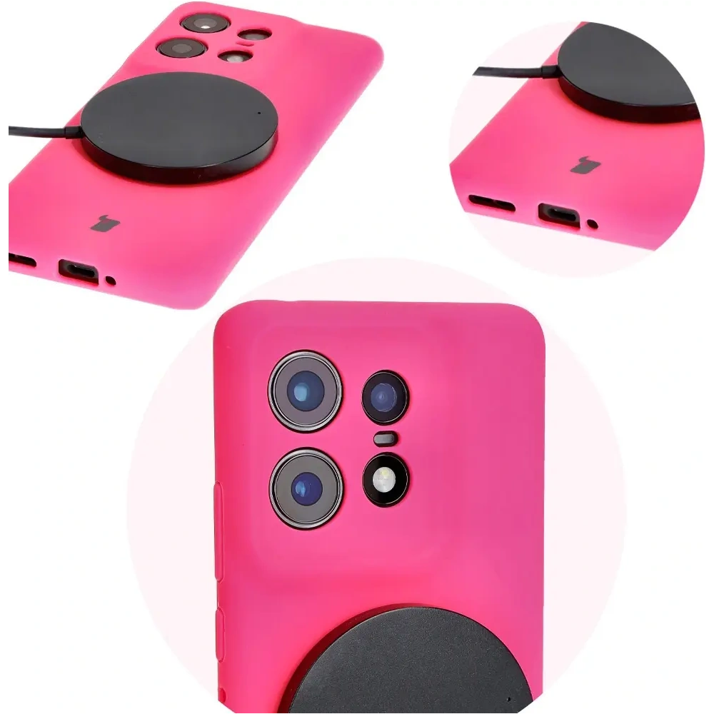 Silikonowe etui Bizon Soft Case do Motorola Edge 50 Pro neonowo-różowe