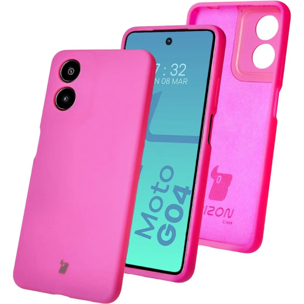 Silikonowe etui Bizon Soft Case do Motorola Moto G04 neonowo-różowe