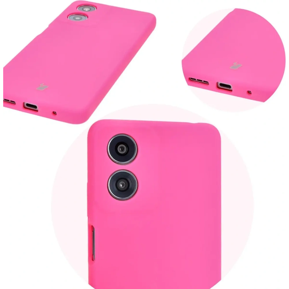 Silikonowe etui Bizon Soft Case do Motorola Moto G04 neonowo-różowe