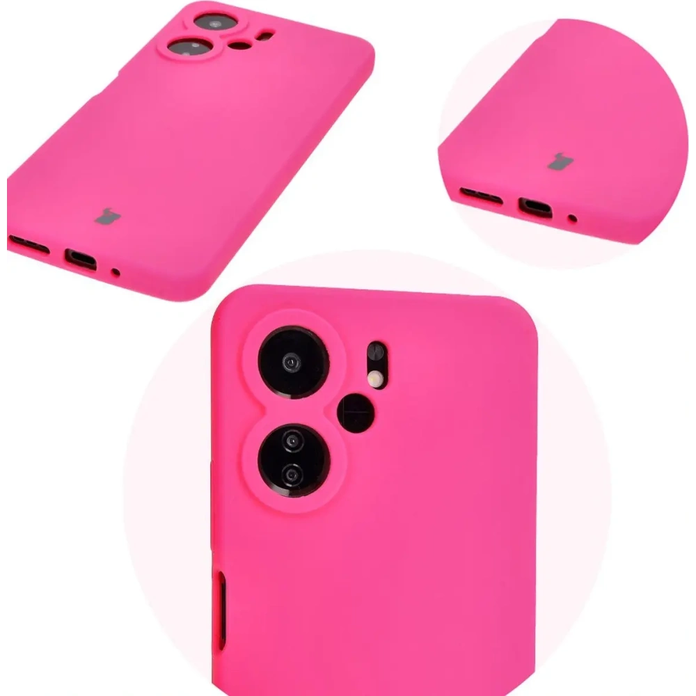 Silikonowe etui Bizon Soft Case do Xiaomi Redmi 13C 4G / Xiaomi Redmi 13C 5G / Xiaomi Poco C65 neonowo-różowe