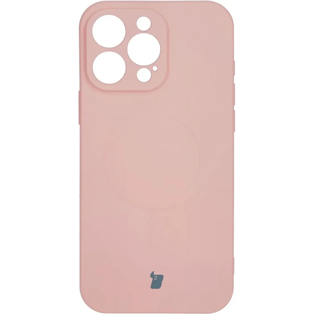 Silikonowe etui z pierścieniem magnetycznym Bizon Case Silicone Magnetic do Apple iPhone 16 Pro jasnoróżowe