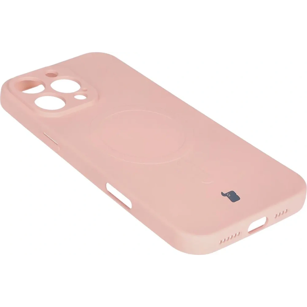 Silikonowe etui z pierścieniem magnetycznym Bizon Case Silicone Magnetic do Apple iPhone 16 Pro jasnoróżowe