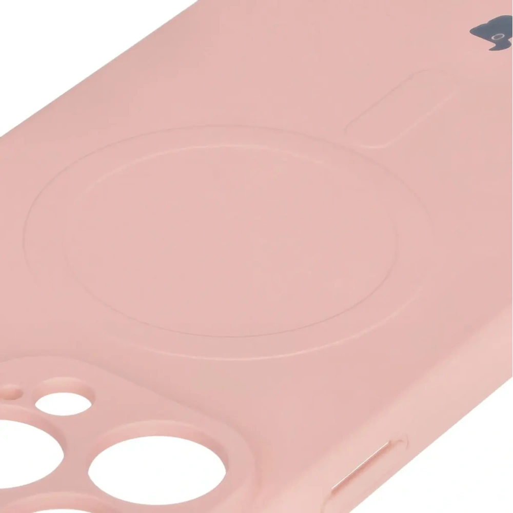 Silikonowe etui z pierścieniem magnetycznym Bizon Case Silicone Magnetic do Apple iPhone 16 Pro jasnoróżowe