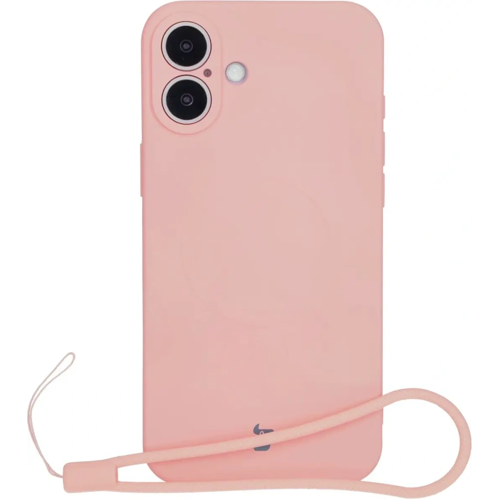 Silikonowe etui z pierścieniem magnetycznym Bizon Case Silicone Magnetic do Apple iPhone 16 Plus jasnoróżowe