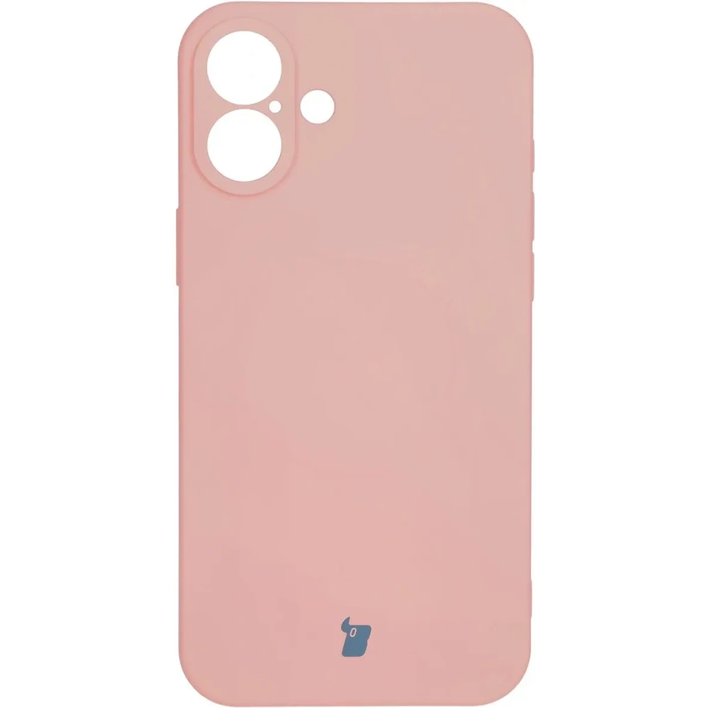 Silikonowe etui z pierścieniem magnetycznym Bizon Case Silicone Magnetic do Apple iPhone 16 Plus jasnoróżowe