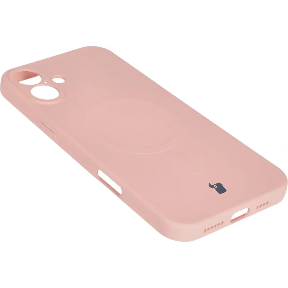 Silikonowe etui z pierścieniem magnetycznym Bizon Case Silicone Magnetic do Apple iPhone 16 Plus jasnoróżowe