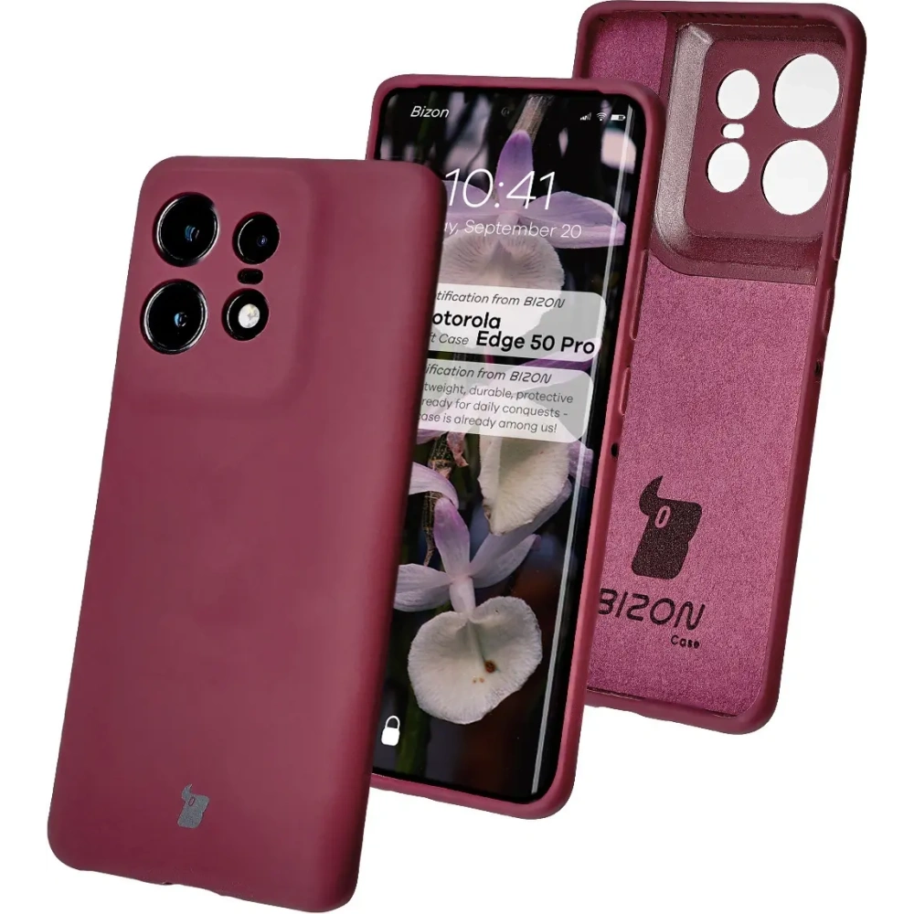 Silikonowe etui Bizon Soft Case do Motorola Edge 50 Pro ciemnofioletowe