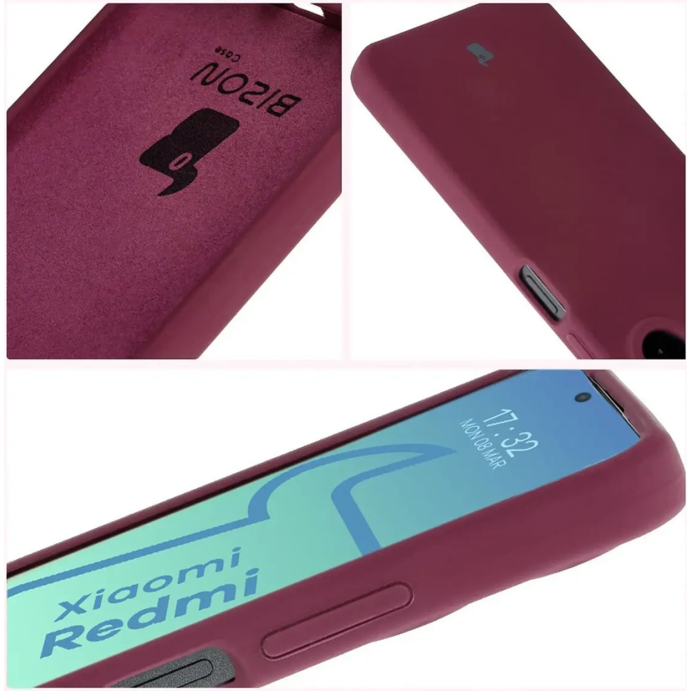 Silikonowe etui Bizon Soft Case do Xiaomi Redmi 13C 4G / Xiaomi Redmi 13C 5G / Xiaomi Poco C65 ciemnofioletowe