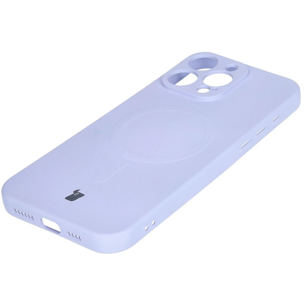 Silikonowe etui z pierścieniem magnetycznym Bizon Case Silicone Magnetic do Apple iPhone 16 Pro Max jasnofioletowe