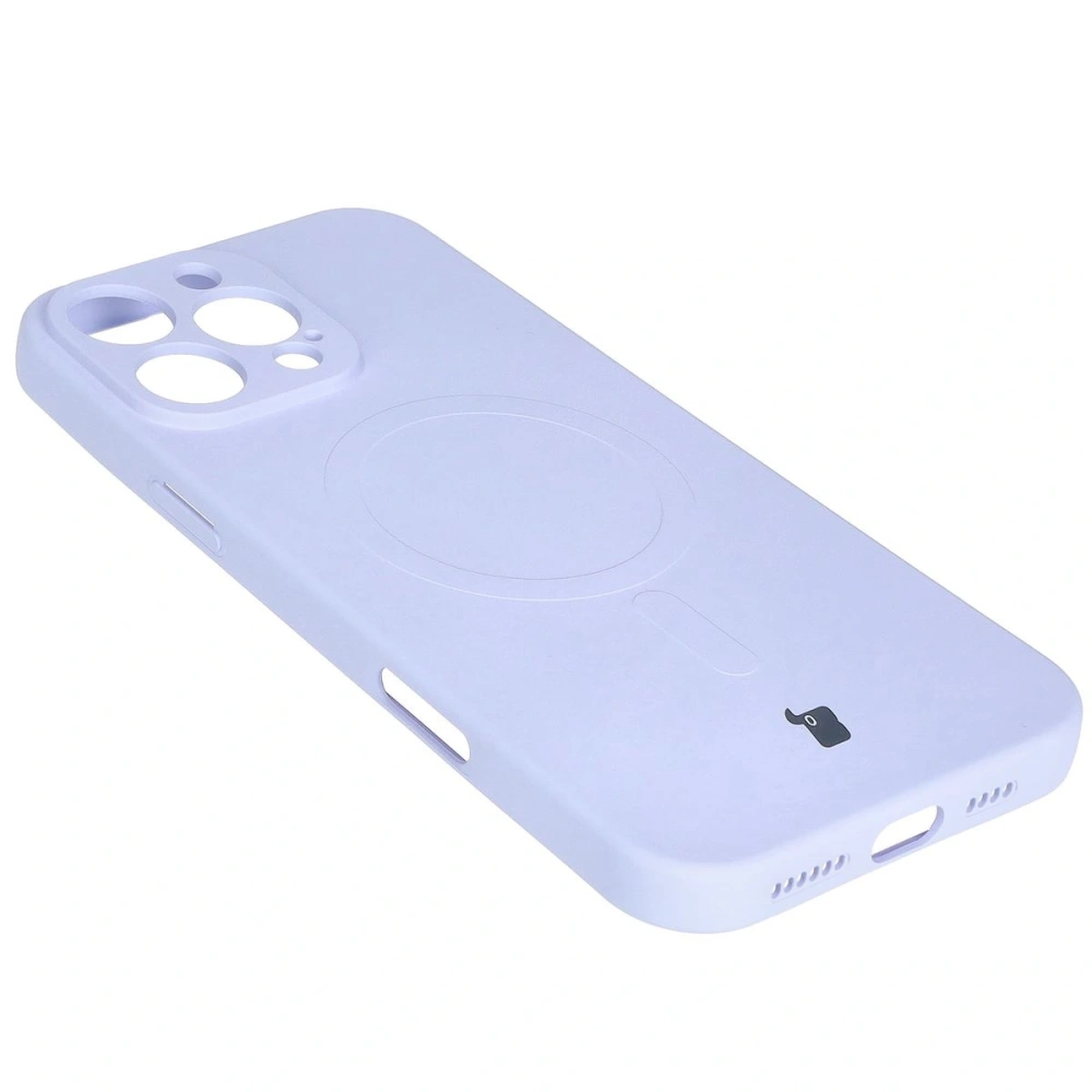 Silikonowe etui z pierścieniem magnetycznym Bizon Case Silicone Magnetic do Apple iPhone 16 Pro Max jasnofioletowe