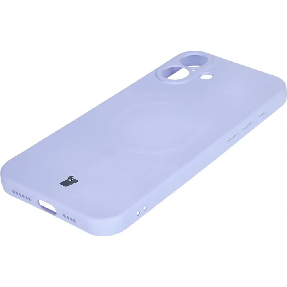 Silikonowe etui z pierścieniem magnetycznym Bizon Case Silicone Magnetic do Apple iPhone 16 jasnofioletowe