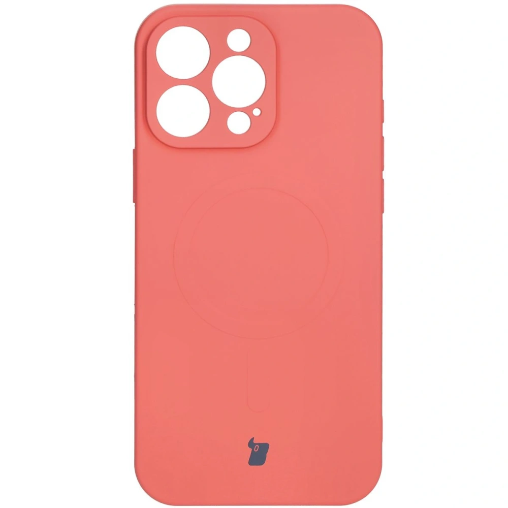 Silikonowe etui z pierścieniem magnetycznym Bizon Case Silicone Magnetic do Apple iPhone 16 Pro Max brudnoróżowe