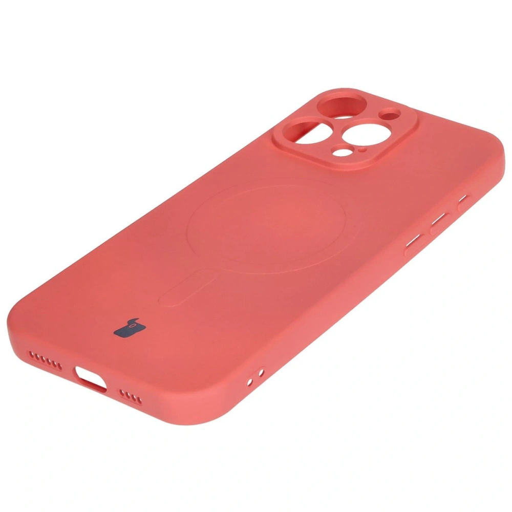 Silikonowe etui z pierścieniem magnetycznym Bizon Case Silicone Magnetic do Apple iPhone 16 Pro Max brudnoróżowe