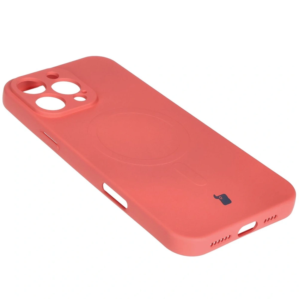 Silikonowe etui z pierścieniem magnetycznym Bizon Case Silicone Magnetic do Apple iPhone 16 Pro Max brudnoróżowe