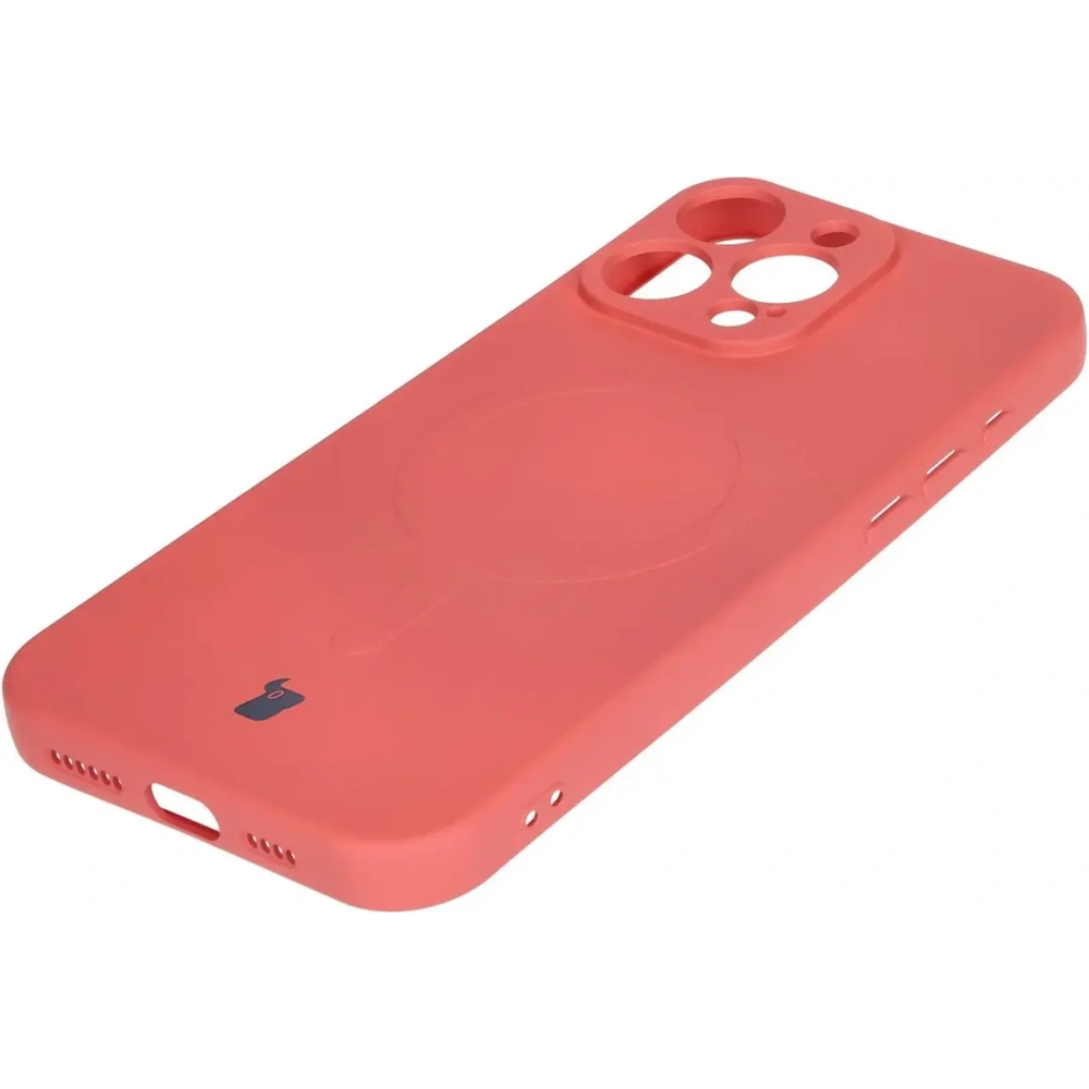 Silikonowe etui z pierścieniem magnetycznym Bizon Case Silicone Magnetic do Apple iPhone 16 Pro brudnoróżowe