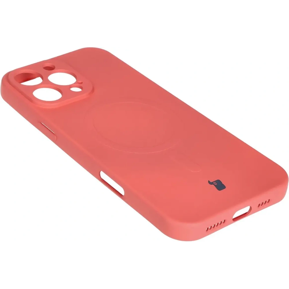 Silikonowe etui z pierścieniem magnetycznym Bizon Case Silicone Magnetic do Apple iPhone 16 Pro brudnoróżowe