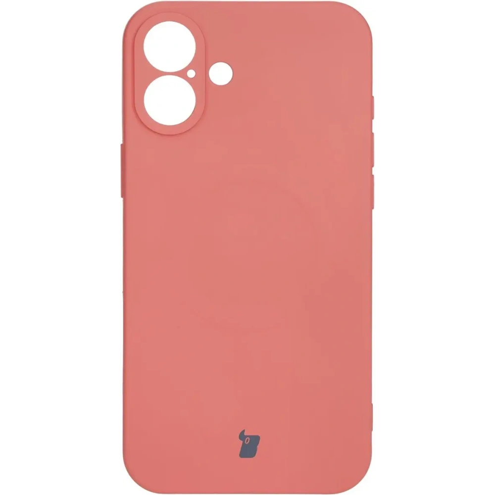 Silikonowe etui z pierścieniem magnetycznym Bizon Case Silicone Magnetic do Apple iPhone 16 brudnoróżowe