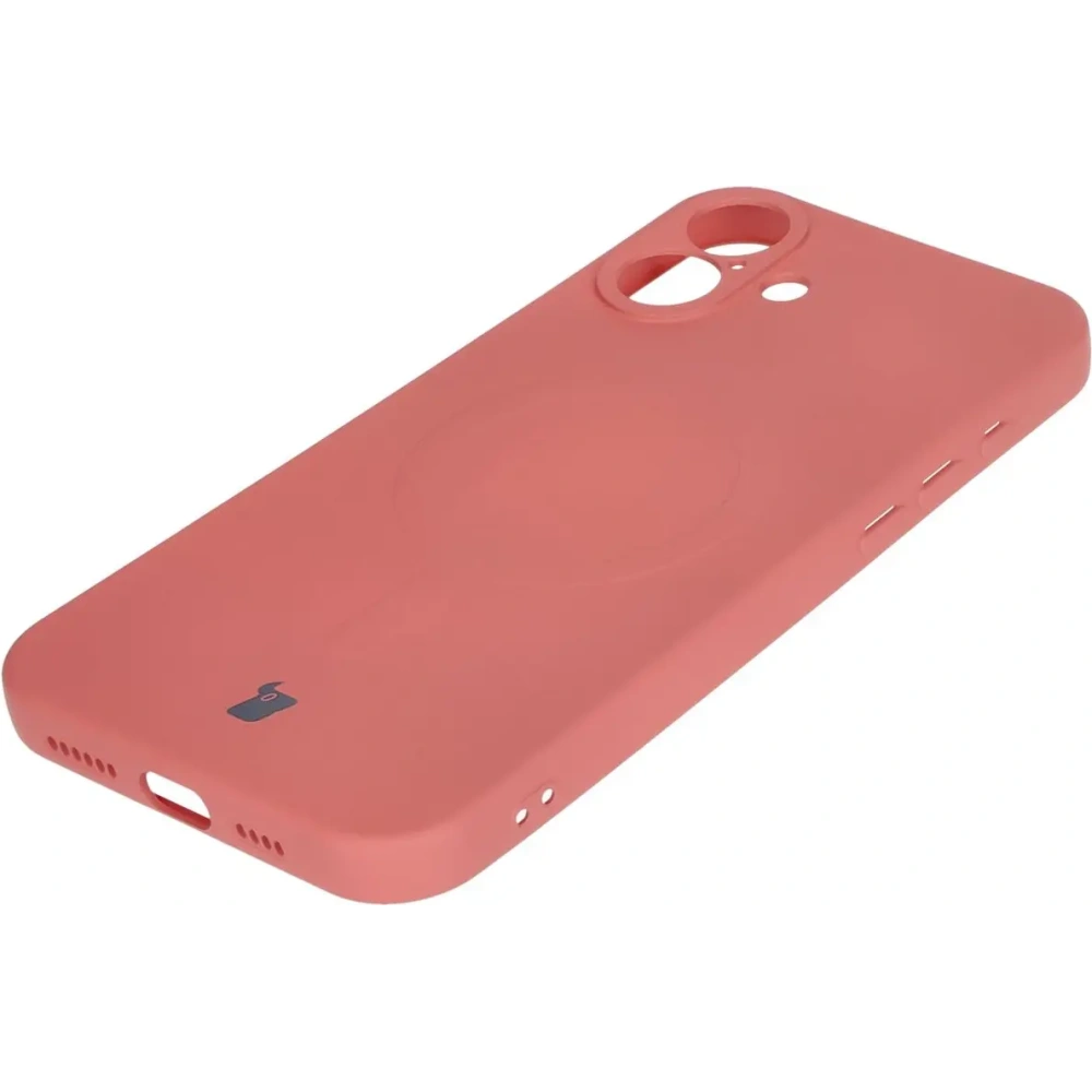 Silikonowe etui z pierścieniem magnetycznym Bizon Case Silicone Magnetic do Apple iPhone 16 brudnoróżowe