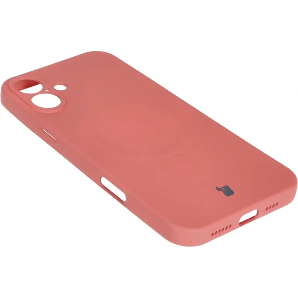 Silikonowe etui z pierścieniem magnetycznym Bizon Case Silicone Magnetic do Apple iPhone 16 brudnoróżowe