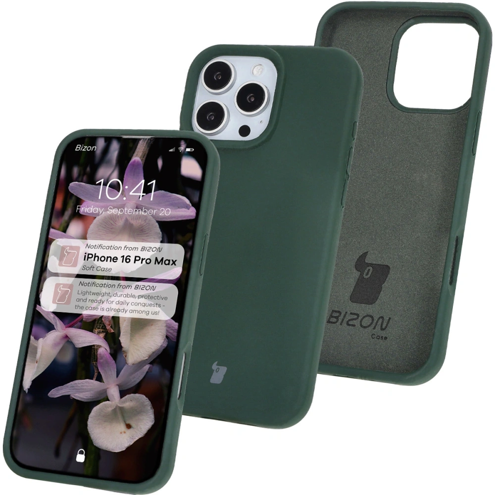 Silikonowe etui Bizon Soft Case do Apple iPhone 16 Pro Max ciemnozielone