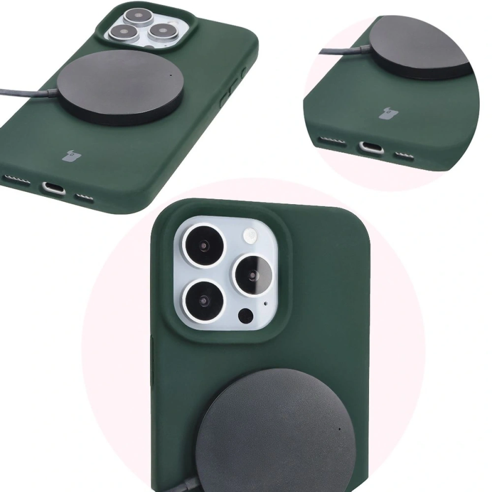 Silikonowe etui Bizon Soft Case do Apple iPhone 16 Pro Max ciemnozielone