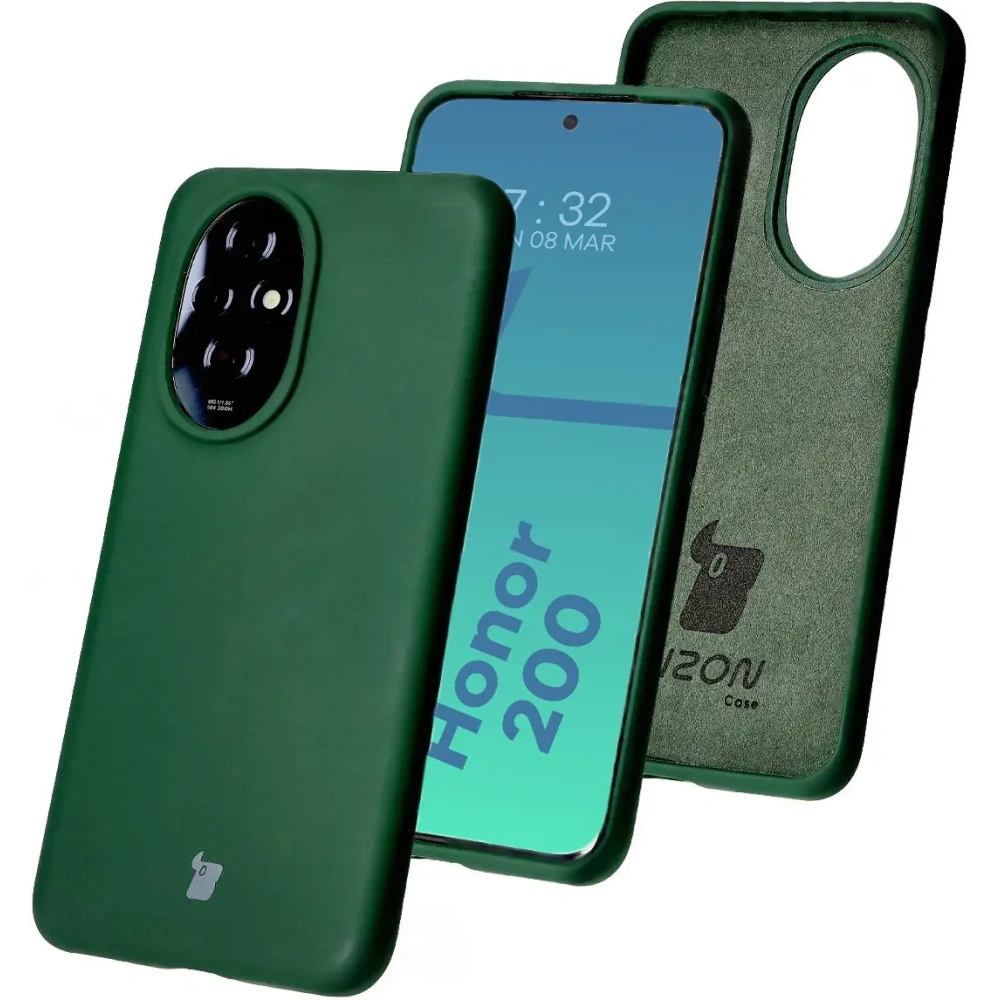 Silikonowe etui Bizon Soft Case do Honor 200 ciemnozielone