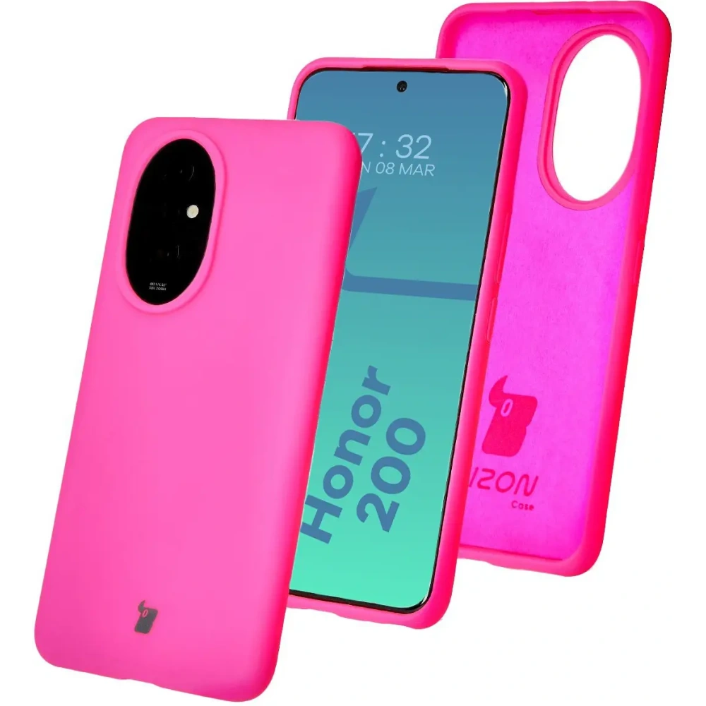 Silikonowe etui Bizon Soft Case do Honor 200 neonowo-różowe