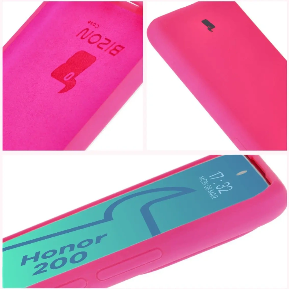 Silikonowe etui Bizon Soft Case do Honor 200 neonowo-różowe