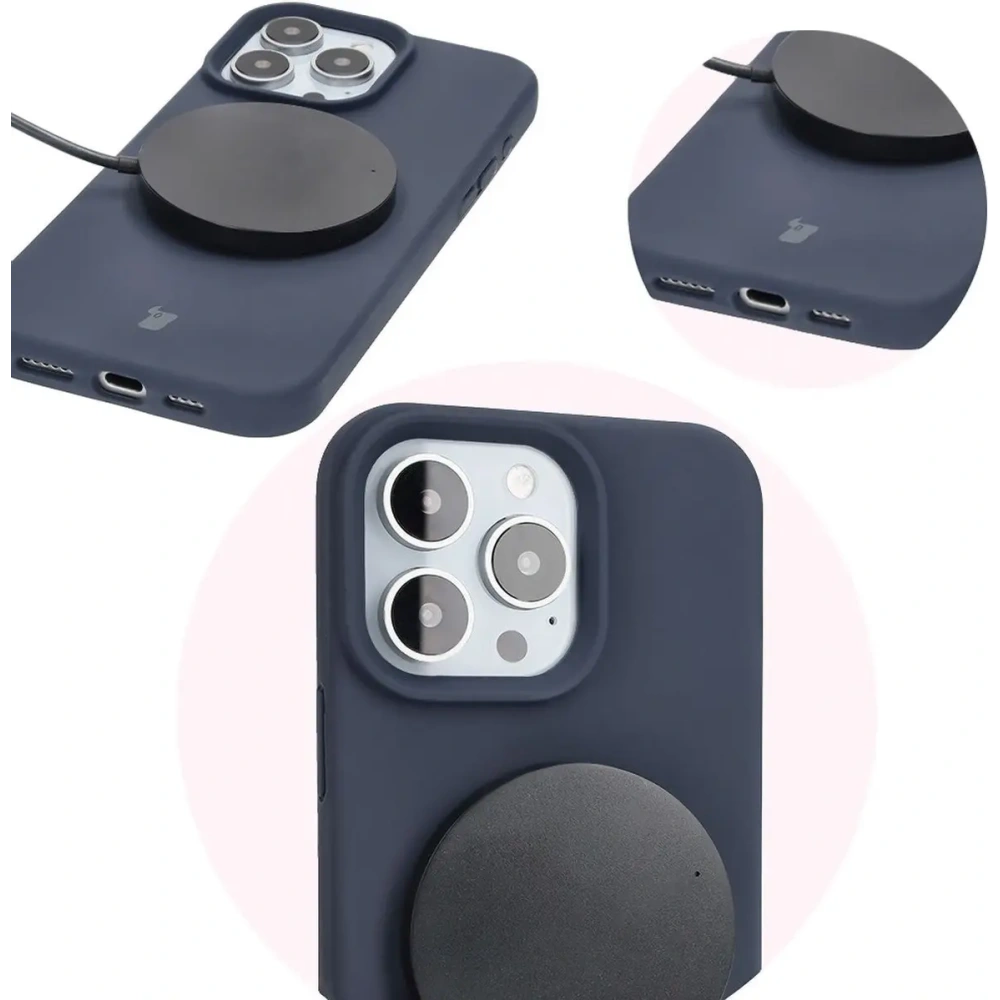 Silikonowe etui Bizon Soft Case do Apple iPhone 16 Pro Max ciemnoniebieskie