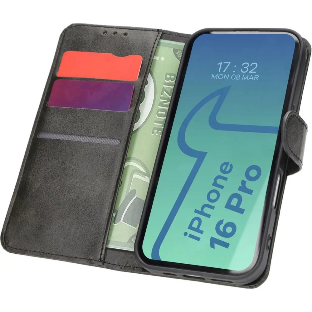 Etui z klapką Bizon Case Pocket do Apple iPhone 16 Pro czarne