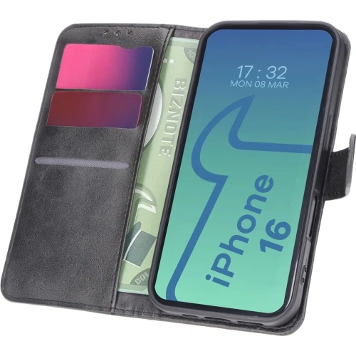 Kup Etui z klapką Bizon Case Pocket do Apple iPhone 16 czarne - BIZ6263 - {ean13} - Sklep Home Screen