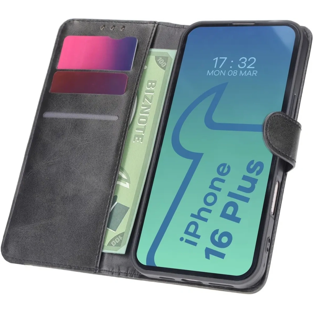 Etui z klapką Bizon Case Pocket do Apple iPhone 16 Plus czarne