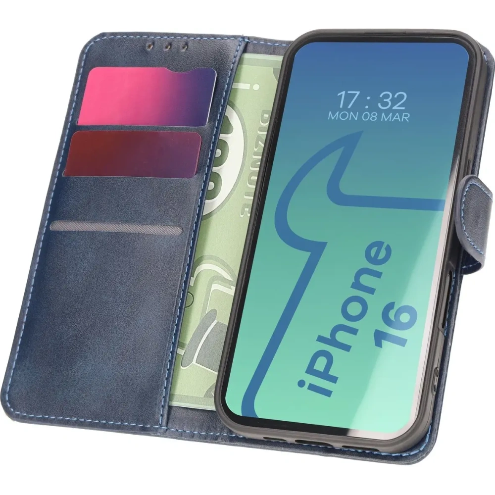 Etui z klapką Bizon Case Pocket do Apple iPhone 16 granatowe