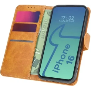 Etui z klapką Bizon Case Pocket do Apple iPhone 16 brązowe