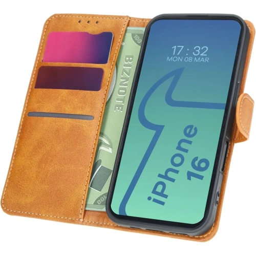 Kup Etui z klapką Bizon Case Pocket do Apple iPhone 16 brązowe - BIZ6271 - {ean13} - Sklep Home Screen