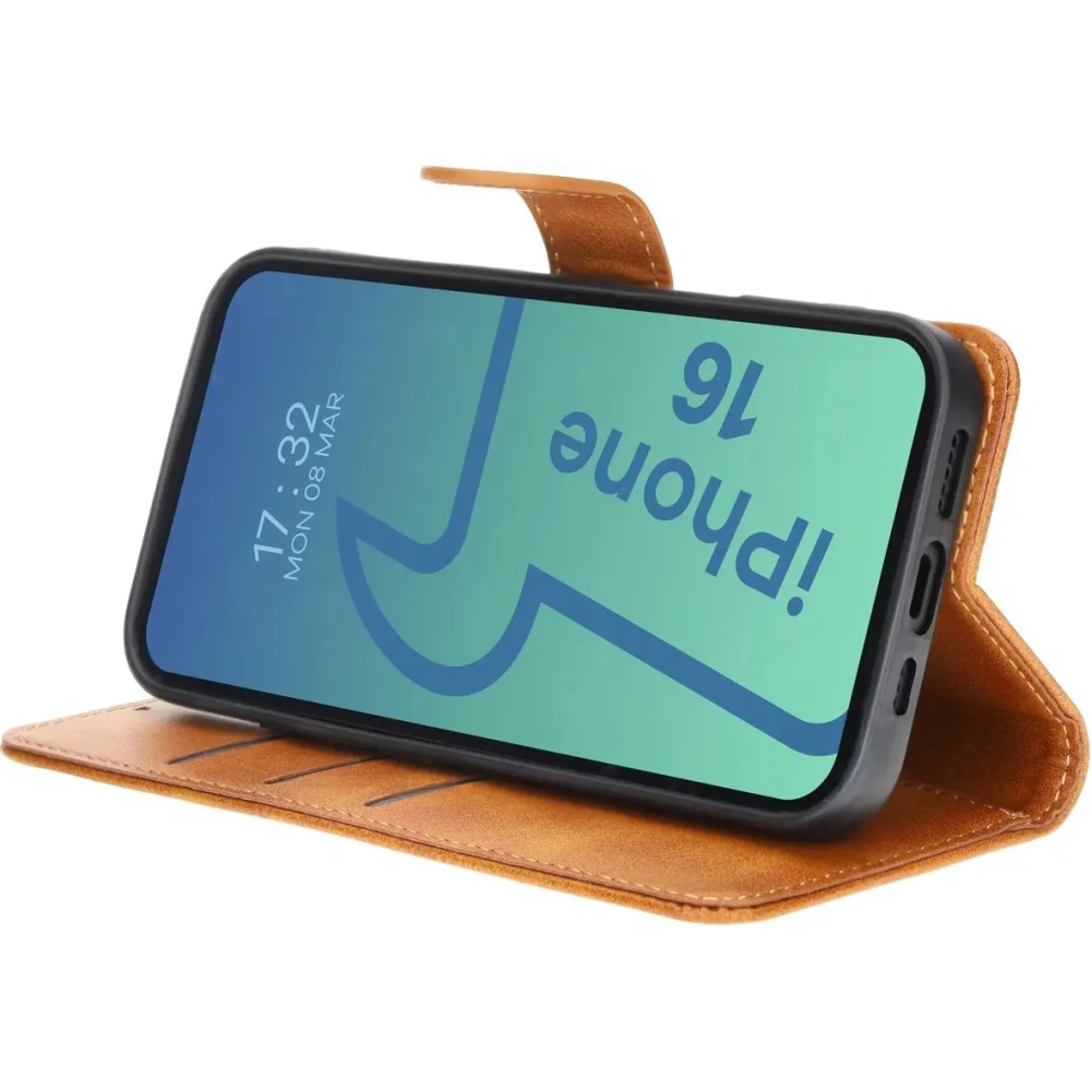 Etui z klapką Bizon Case Pocket do Apple iPhone 16 brązowe