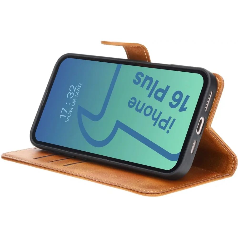 Etui z klapką Bizon Case Pocket do Apple iPhone 16 Plus brązowe