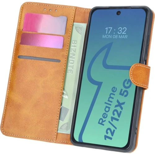 Kup Etui z klapką Bizon Case Pocket do Realme 12 / 12x brązowe - BIZ6273 - {ean13} - Sklep Home Screen