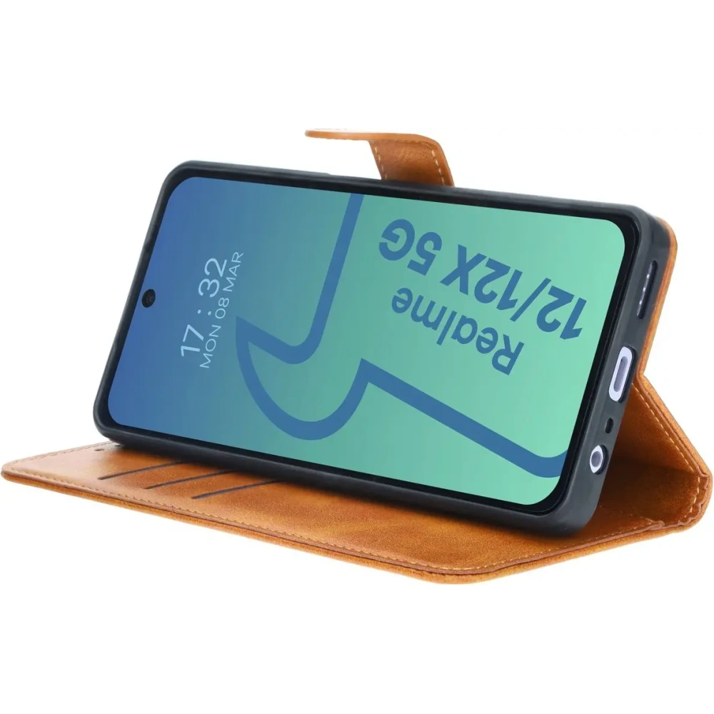 Etui z klapką Bizon Case Pocket do Realme 12 / 12x brązowe