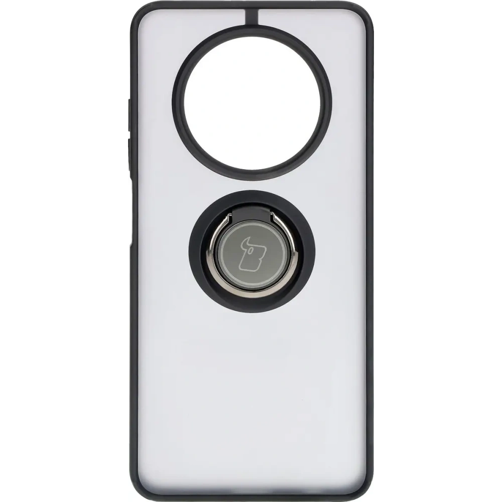 Etui z uchwytem na palec Bizon Case Hybrid Ring do Realme 12 / 12x przydymione z czarną ramką