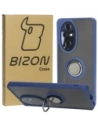 Bizon Case Hybrid Ring Honor 200 Pro fumuriu cu un cadru de culoare albastru marin.