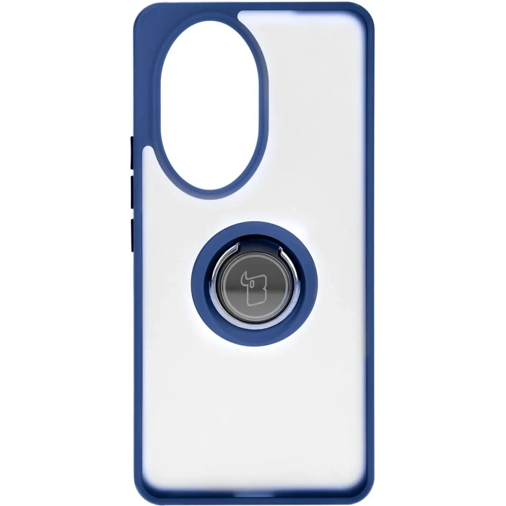 Etui z uchwytem na palec Bizon Case Hybrid Ring do Honor 200 Pro przydymione z granatową ramką
