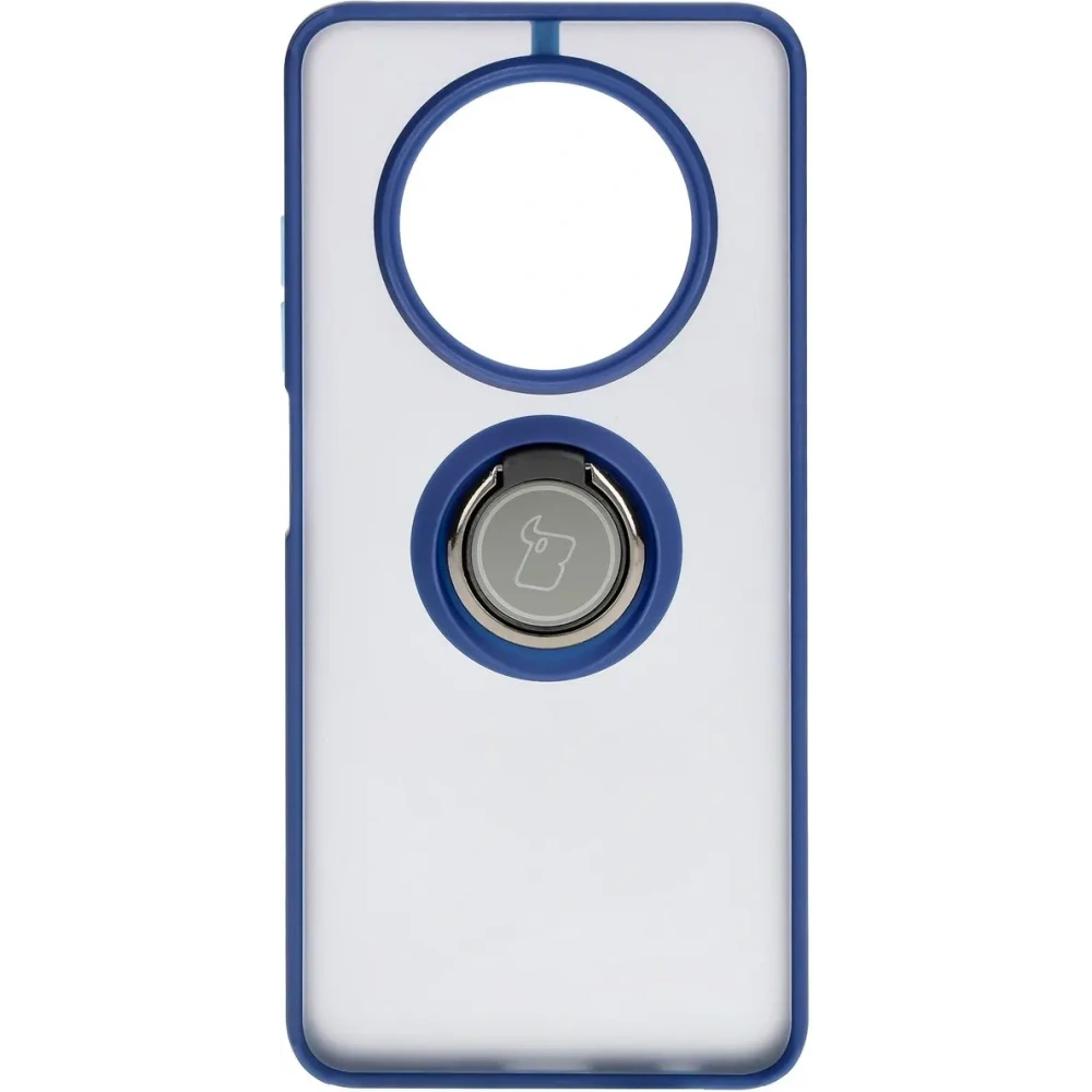 Etui z uchwytem na palec Bizon Case Hybrid Ring do Realme 12 / 12x przydymione z granatową ramką