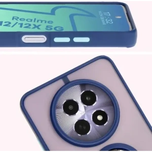 Pouzdro s prstovým úchopem Bizon Case Hybrid Ring pro Realme 12 / 12x kouřové s modrým rámem