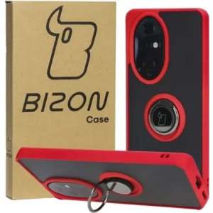 Bizon Case Hybrid Ring Honor 200 Pro smoky with a red frame