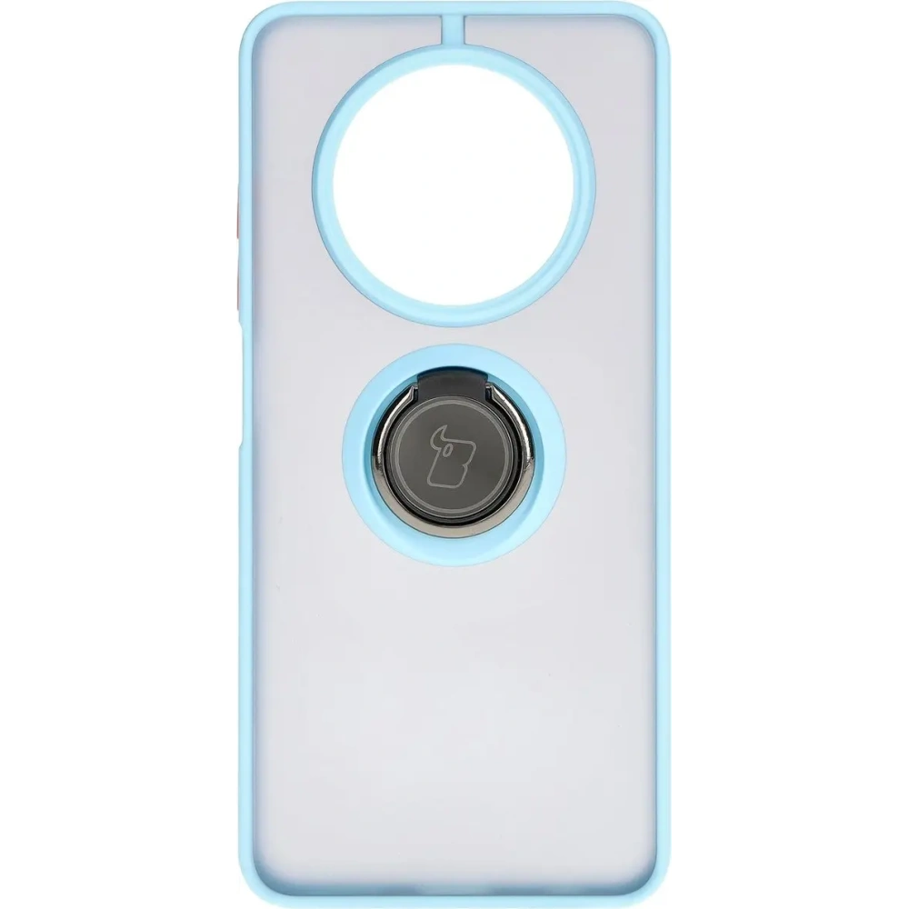 Etui z uchwytem na palec Bizon Case Hybrid Ring do Realme 12 / 12x przydymione z jasnoniebieską ramką