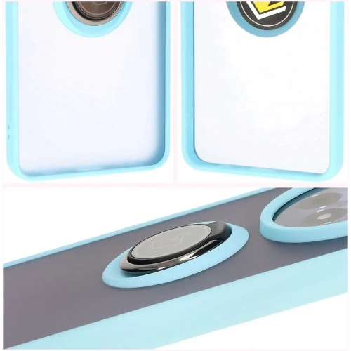 Kup Etui s držákem na prst Bizon Case Hybrid Ring pro Realme 12 / 12x kouřové s jasně modrým rámečkem. - BIZ6283 - {ean13} - Sklep Home Screen